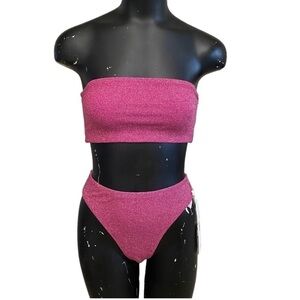 Good American 2pc Pink Sparkle Swimsuit Bikini